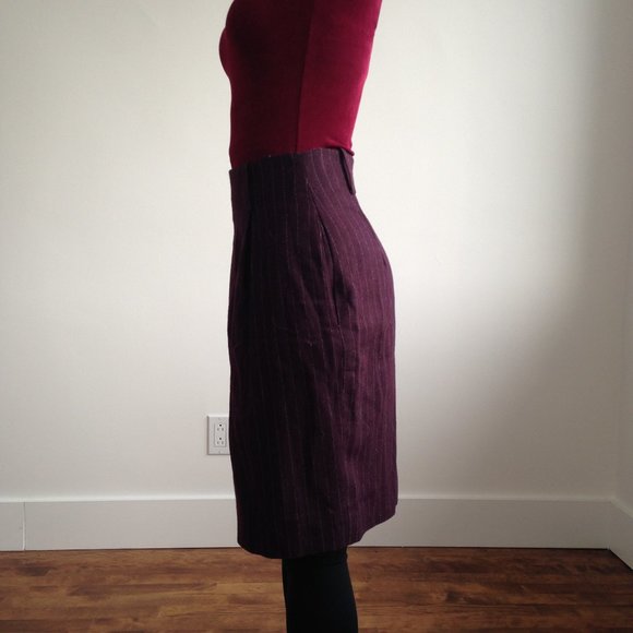 Bagatelle - Wool Burgundy Pencil Skirt - Picture 8 of 16